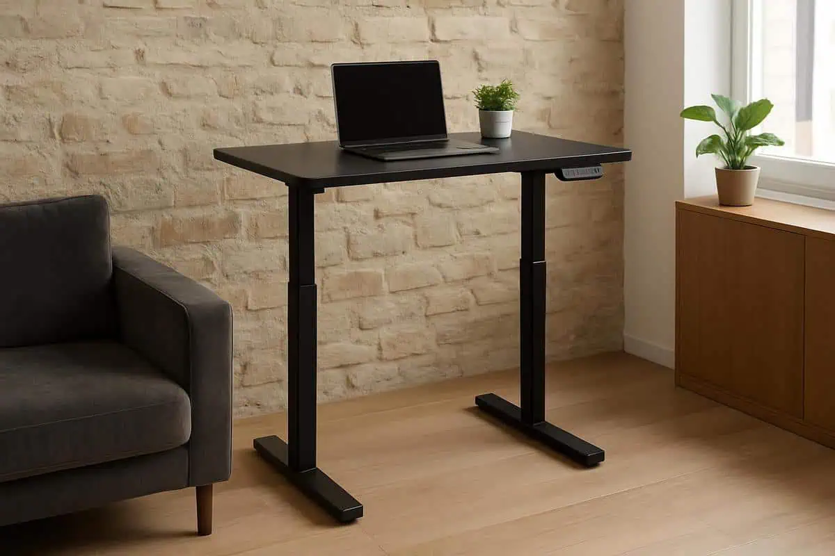 Bureau assis-debout electrique compact Flexispot E1 pour petit espace avec plateau 100x60 cm et moteur silencieux