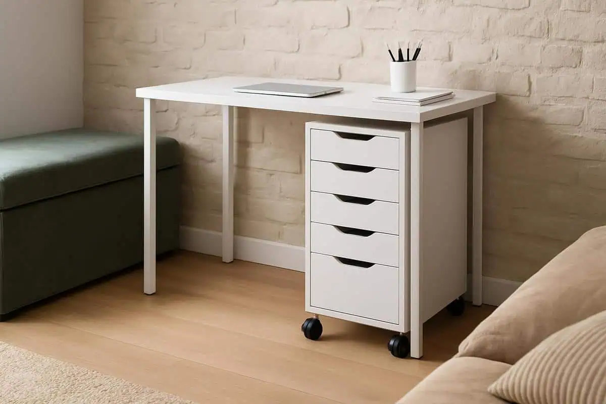 Caisson à roulettes Helmer en acier galvanisé, rangement mobilier modulable pour petit bureau