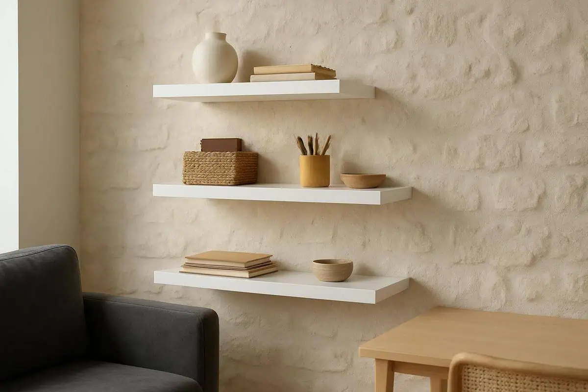 Étagères murales blanches Ikea Lack 26cm profondeur rangement vertical petit espace bureau gain place