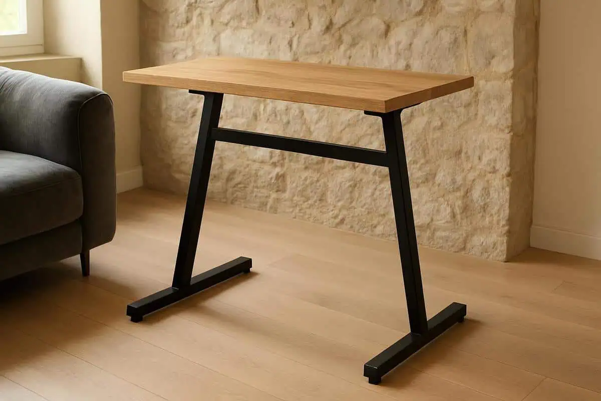 Pieds de table ajustables hauteur 68-76 cm acier thermolaque noir embout caoutchouc antiglisse bureau ergonomique petit espace