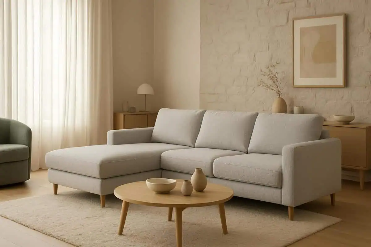 Idée déco salon avec canapé d'angle : inspiration minimaliste et stylée