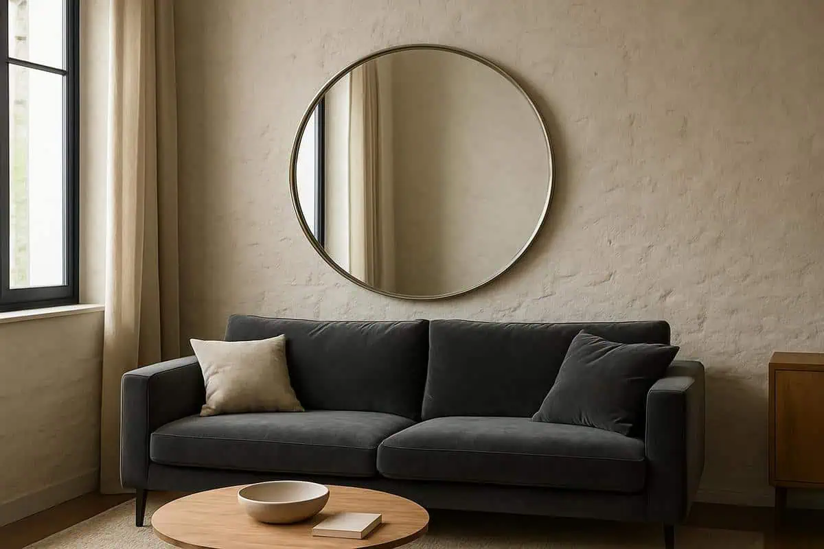 miroir design metal brosse 80 cm cadre fin salon moderne contemporain decoration interieure