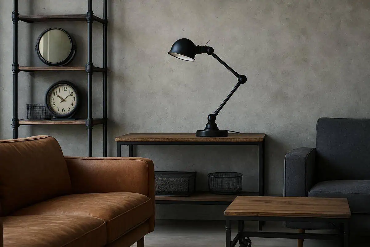 idée déco luminaire industrielle avec sol gris