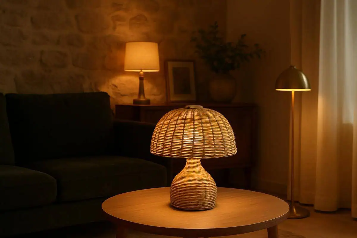 Lampes d'appoint en rotin tressé avec variateur 2700K pour éclairage doux et cocooning