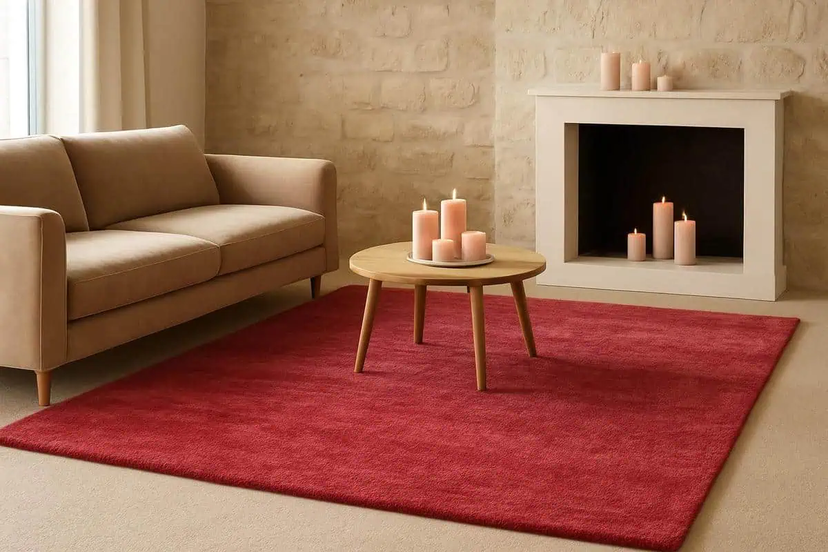 tapis laine tufte main beige rose 160x230cm Maison Alma deco salon cheminee