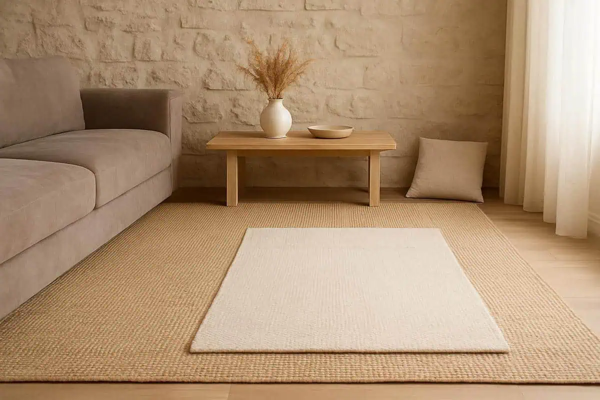 Tatami tapis jute naturel textile organique pour chambre japonaise moderne, fibres naturelles écru